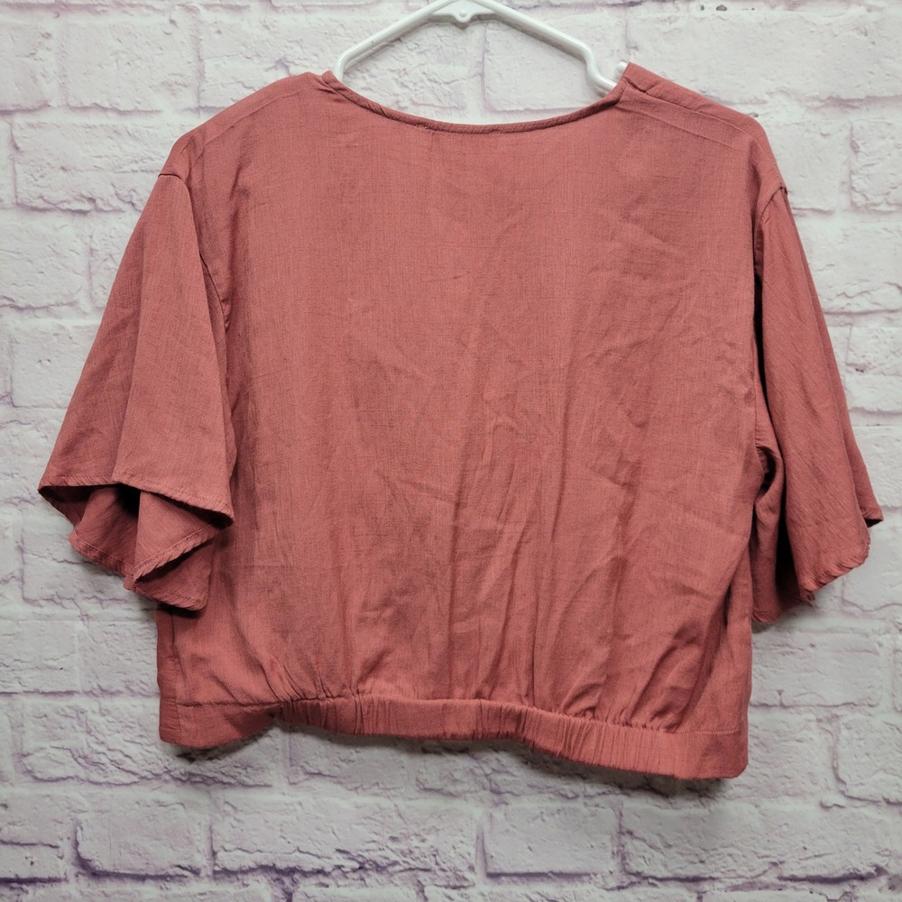 Y2K TIMING Knot Front Bell Sleeve Crop Top Womens XL Granola Coquette Feminine - Picture 2 of 10